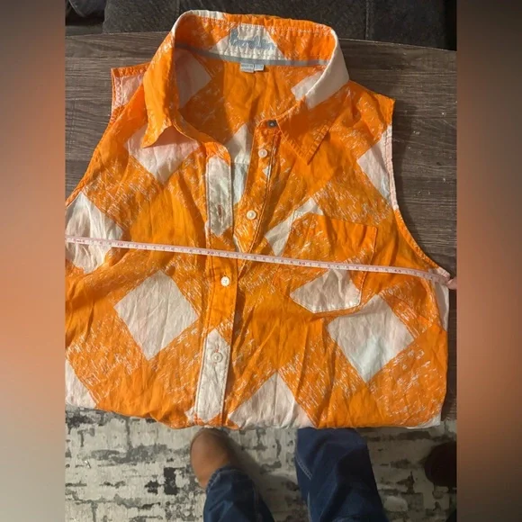 Boden Orange and White Sleeveless Blouse - Picture 7 of 8